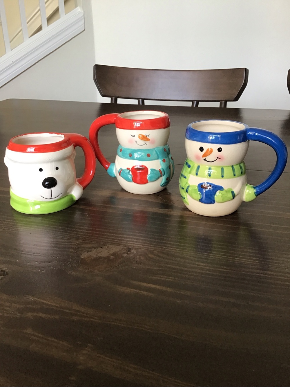 Set of 2 Bay Island snowman ceramic mugs+ Royal Norfolk ceramic polar bear mug